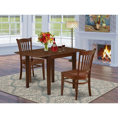 East West Furniture 3 Piece Norden Dinette Set - Mahogany NDGR3-MAH-W